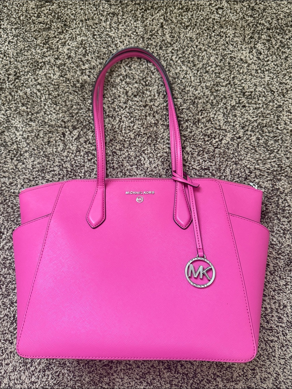 Michael Kors Hot Pink Saffiano Leather Tote & Wrislet
